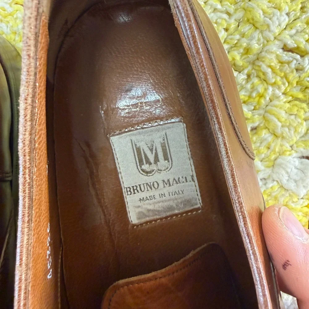 Bruno Magli Solo Mens Brown Leather Oxford Dress Shoes Made in Italy Siz 9 45326
